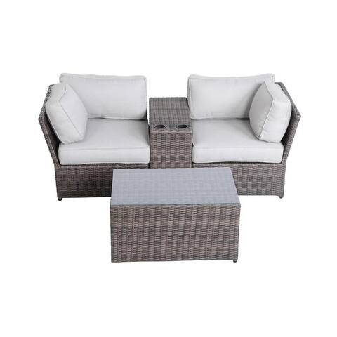 4 Piece Patio Set with Coffee Table in Espresso