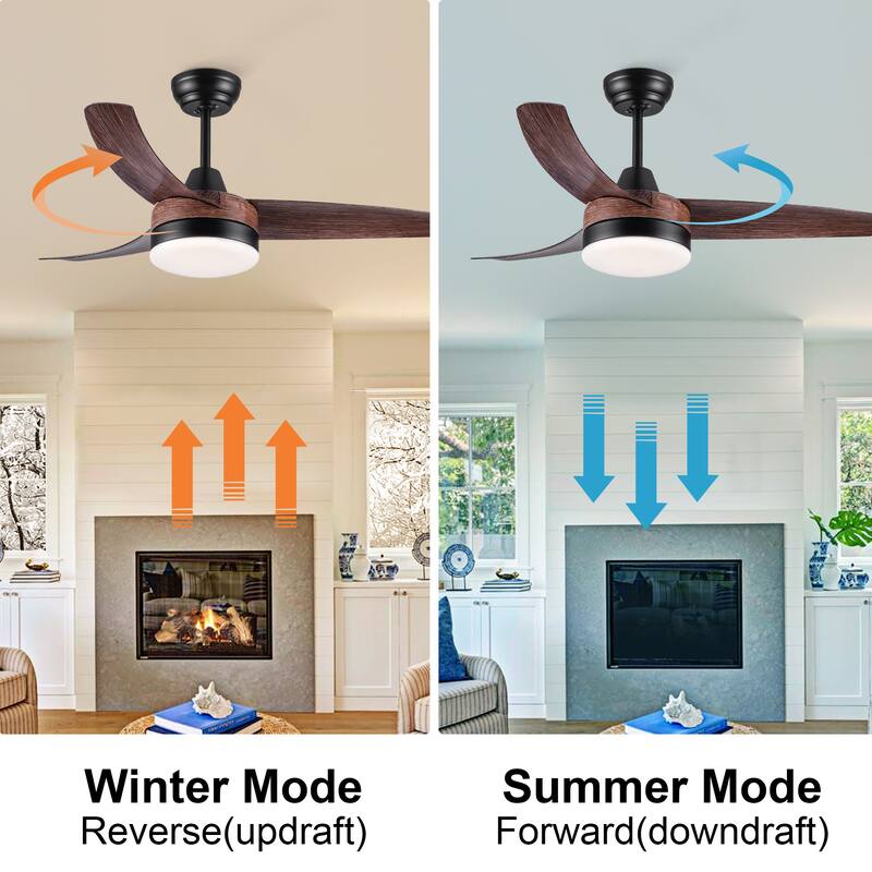 42 in.Modern Farmhouse Distressed Wood Ceiling Fan with LED Light and Remote Control - 42 inches