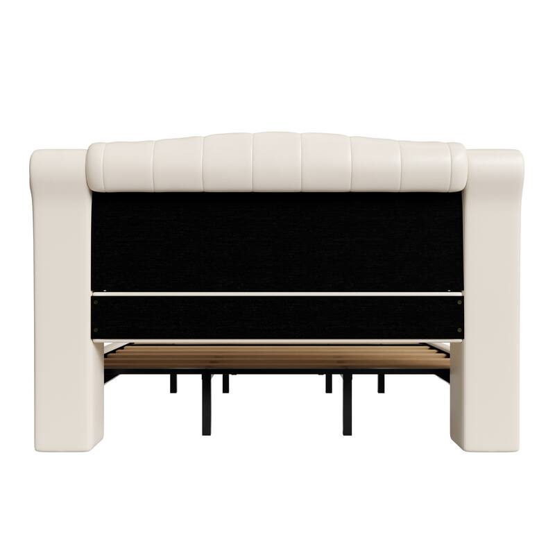 Christopher Knight Home - Modern Upholstered Platform Bed with Wood & Metal Frame - with 44.5" Tall Button-Tufted Headboard