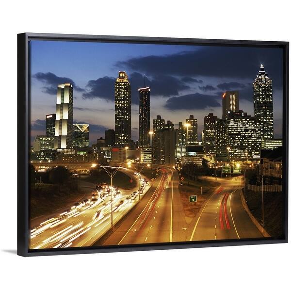 Shop Georgia Atlanta Skyline At Dusk Black Float Frame Canvas