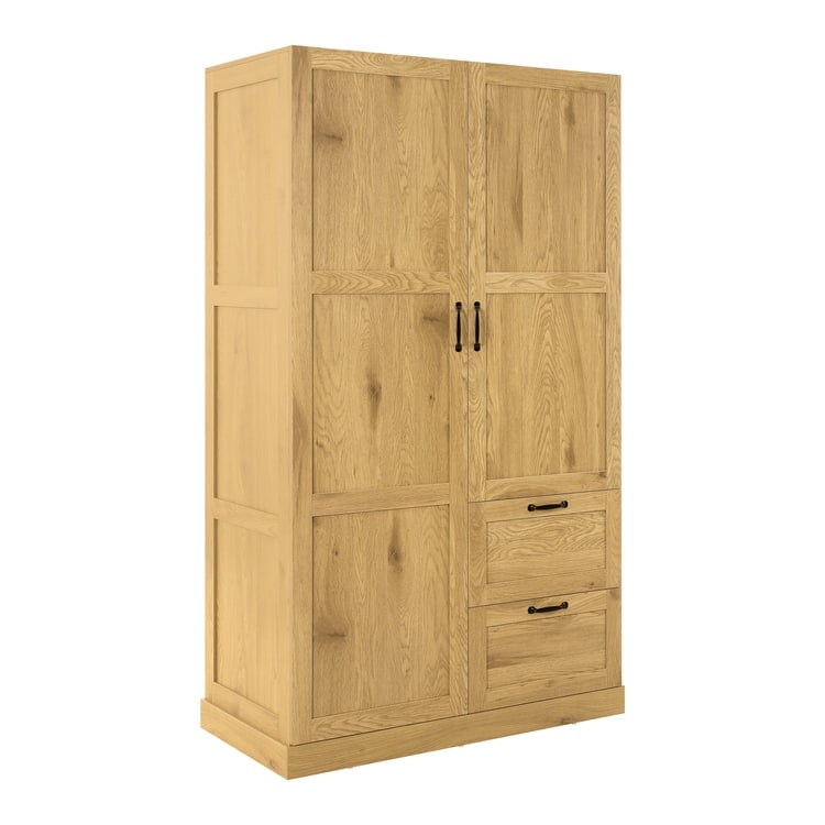 40" Extra-Wide Storage Cabinet, 71" Tall Pantry with Shelves & Drawers - Natural