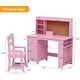 preview thumbnail 3 of 3, Kids Study Desk and Chair Set, White Wood Desk with Bookshelf, Bulletin Board, and Storage Cabinets