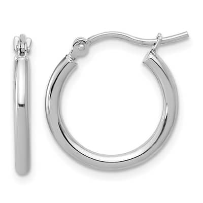Curata 14k White Gold Polished Hoop Earrings - 17x17mm