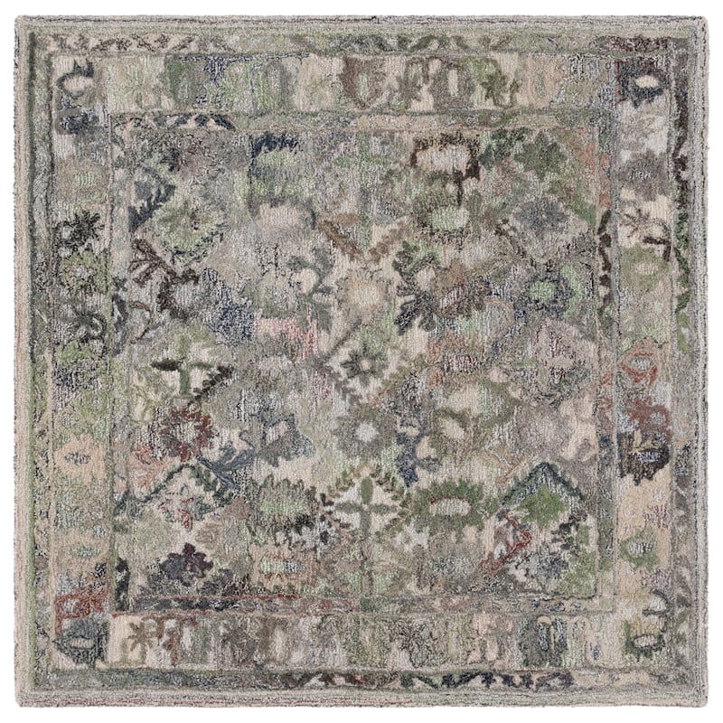 SAFAVIEH Handmade Marquee Lazarina Rug - 6' Square - Green/Beige