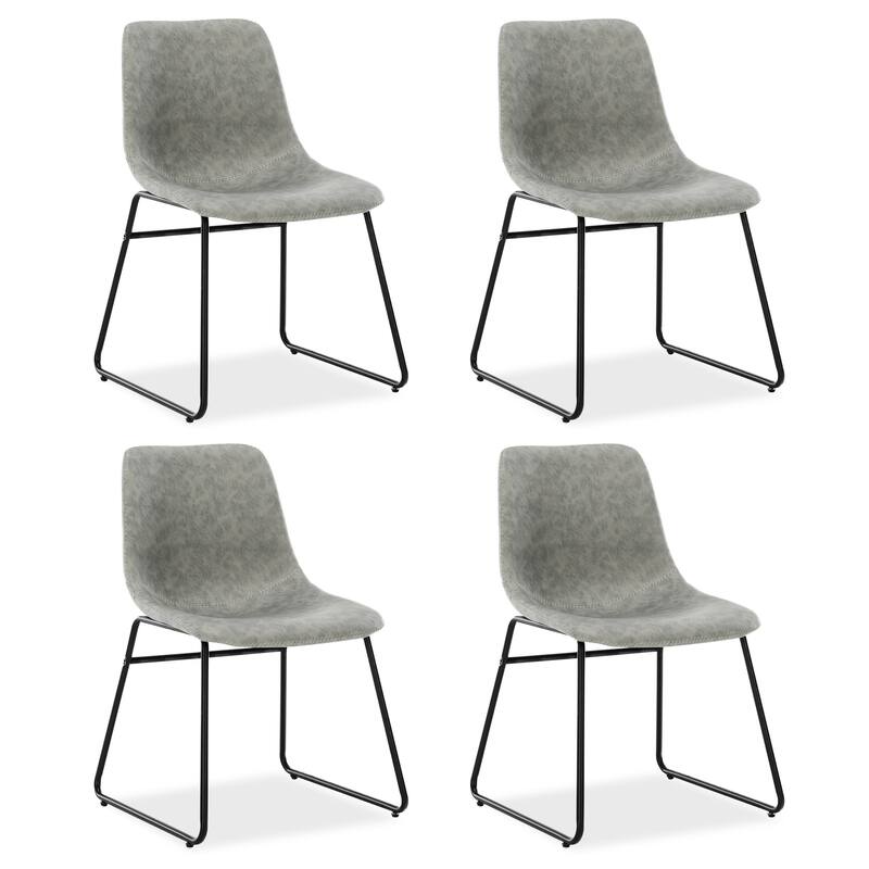 LUE BONA 18 in. Faux Leather Upholstered Dining Chairs With Metal Legs (Set of 4) - 33.26'' H X 20.1'' W X 20.1'' D