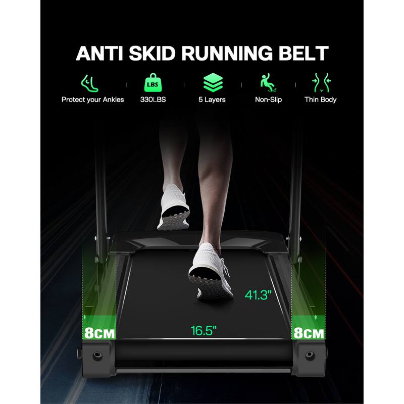 Foldable Treadmill, Exercise Treadmill with 3 Incline Levels Adjustable and Pulse Monitor, Home Electric Treadmill