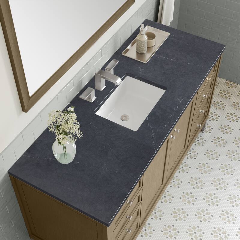 Chicago 60" Single Vanity, Walnut Whisper - Charcoal Soapstone