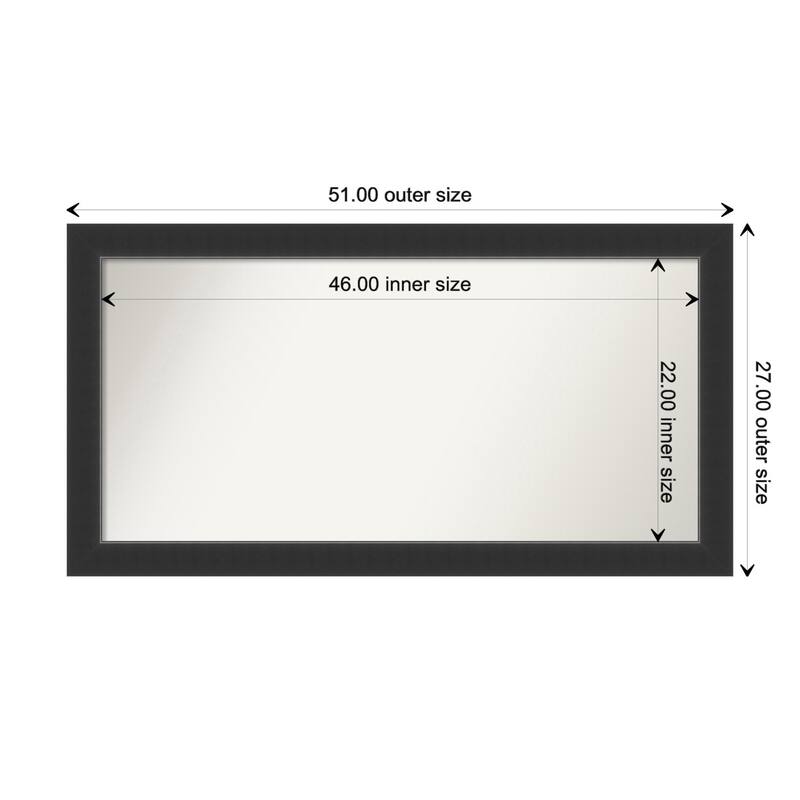 Corvino Black Framed Non-Beveled Custom Wall Mirror, Bathroom Vanity Mirror - Outer Size: 51 x 27