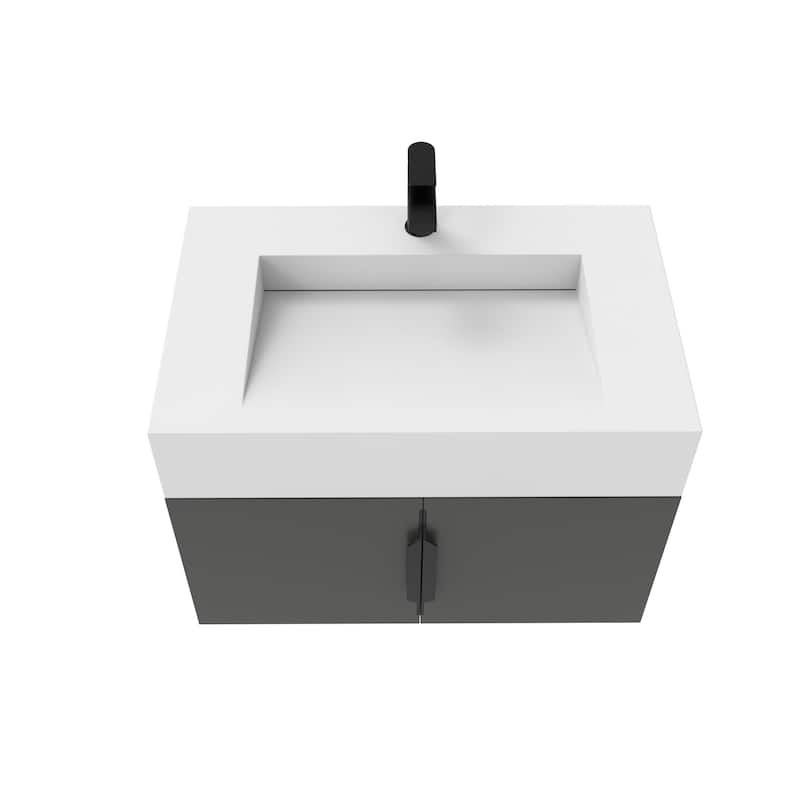 Nile 30-Inch Wall Mounted Bathroom Vanity Set w/ White Top
