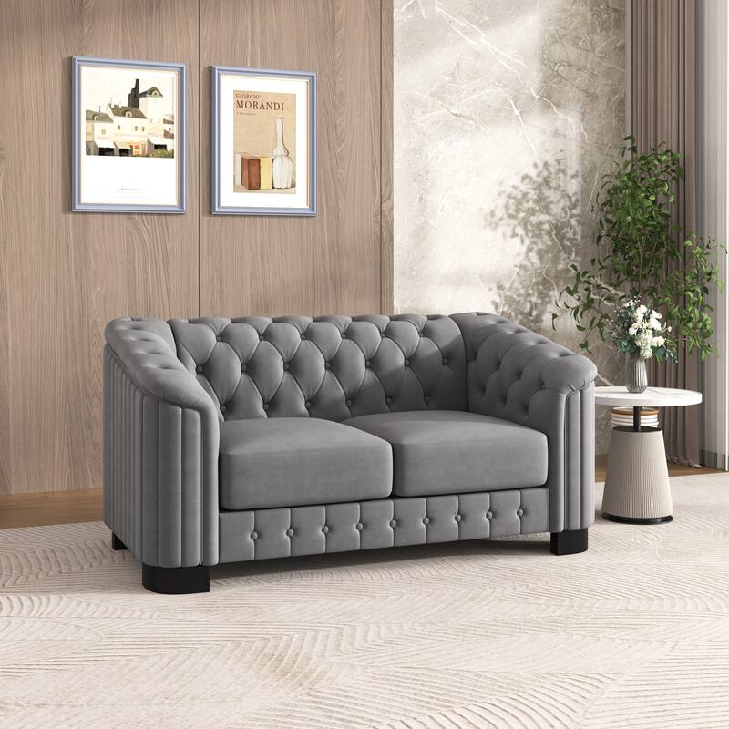 64.3" Velvet 2-Seat Sofa with Wood Frame & Ergonomic Backrest