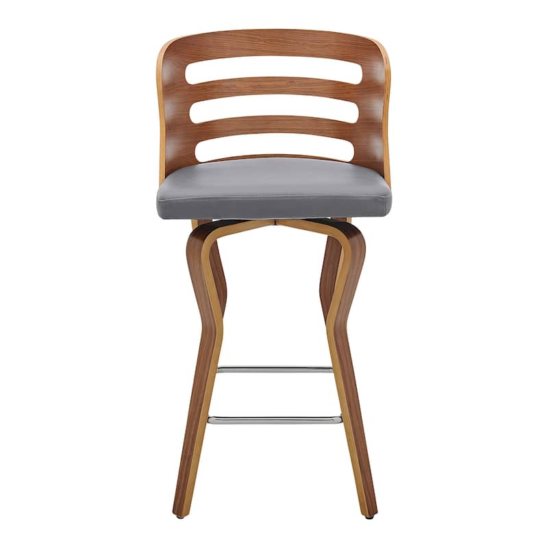 Verne 26" Swivel Faux Leather and Wood Bar Stool - Counter Height - 23-28 in.