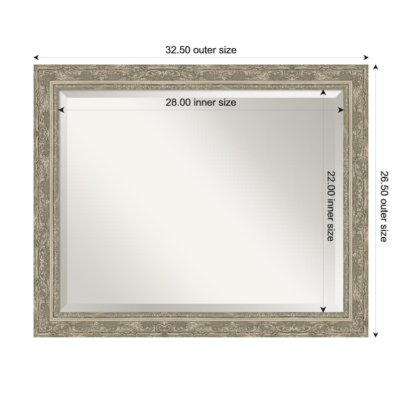 Filigree Beveled Framed Wall Mirror - 33 x 27 in - Filigree Silver