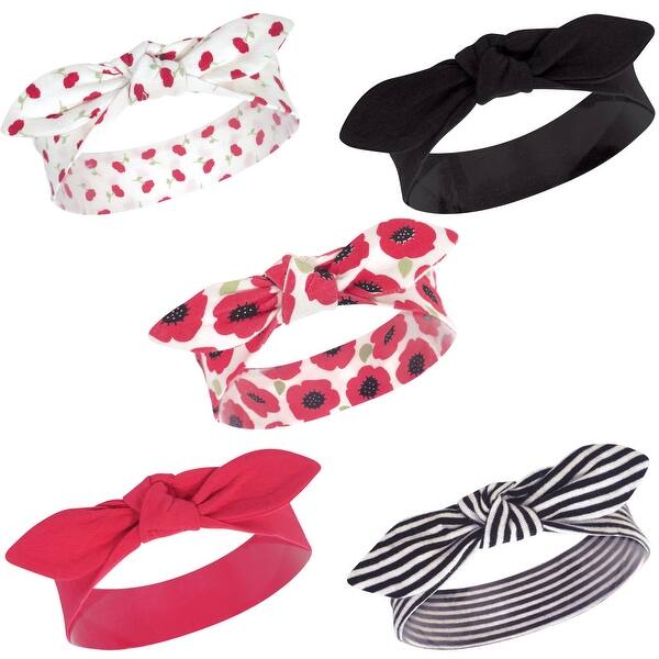 slide 1 of 1, Touched by Nature Baby Girl Organic Cotton Headbands 5pk, Poppy, 0-24 Months - Poppy Poppy - 0-24 Months