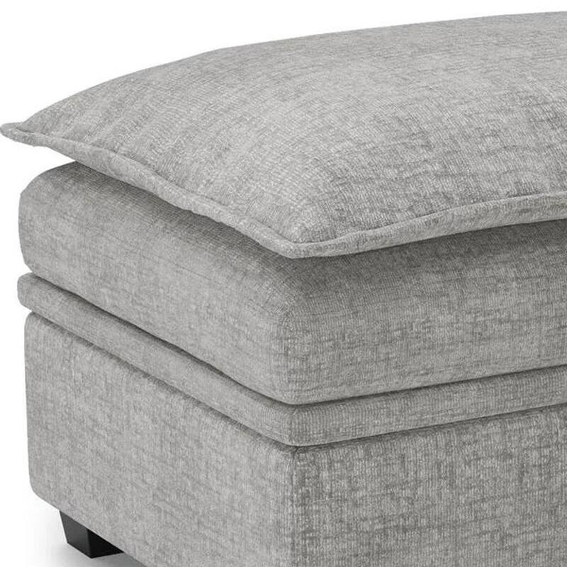 HomeRoots 30" Gray and Black Chenille Storage Ottoman