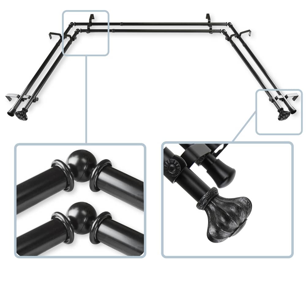 InStyleDesign Amor 13/16" Double Bay Window Curtain Rod