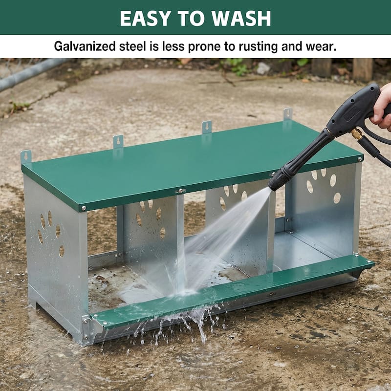 Anmytek 3-Compartment Metal Chicken Nesting Box - Green - medium-sized