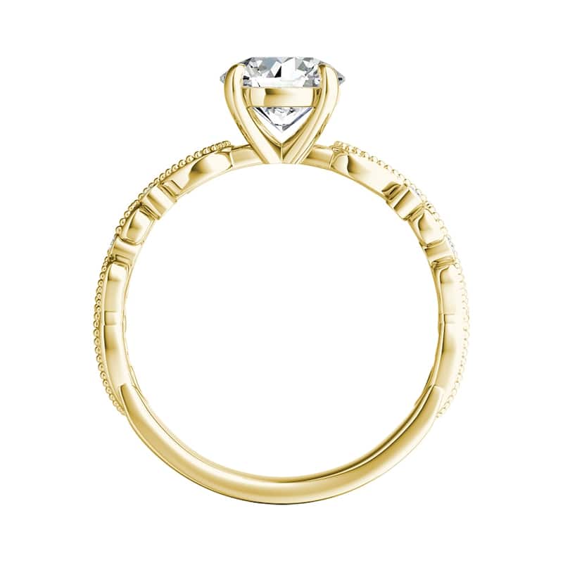 Auriya 14k Gold 2 1/2ct TW Vintage Moissanite and Diamond Engagement Ring 1/10cttw