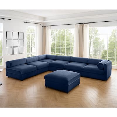 Modern 7-Piece Modular Sofa with Storage & 1 Storage Ottoman