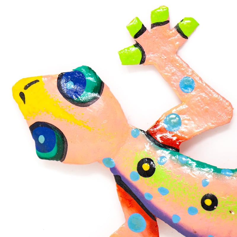 Handmade Recycled Metal Gecko Wall Art (Haiti)