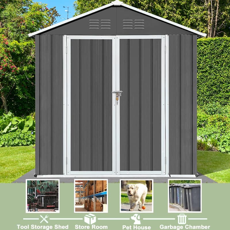 6 ft. W x 4 ft. D Electro-Galvanized Outdoor Metal Storage Shed