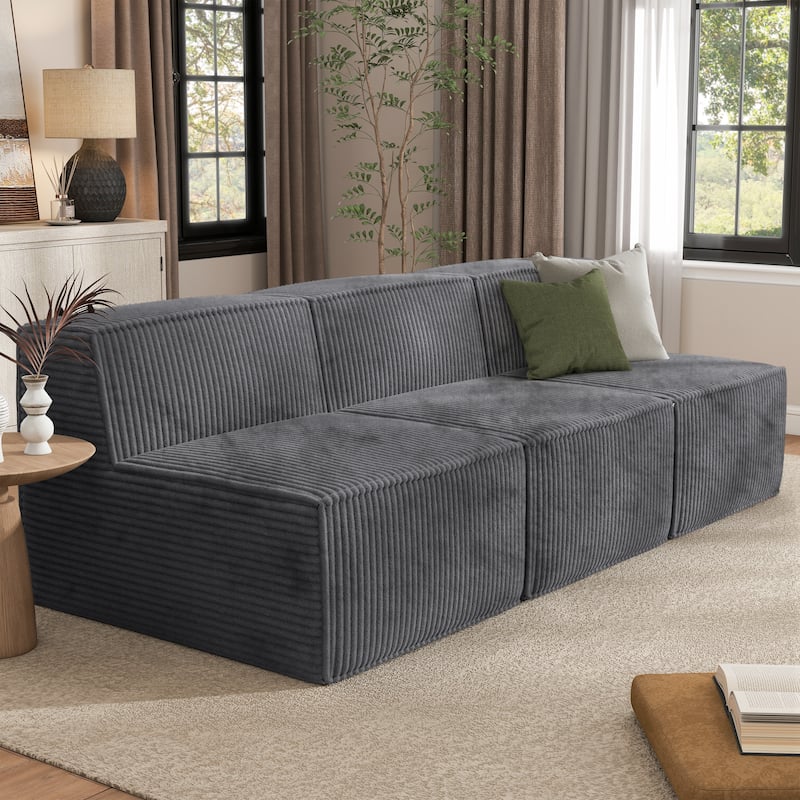 Furniture of America Navir Modern 3-Piece Chenille Foam Modular Sofa - Dark Grey - Armless
