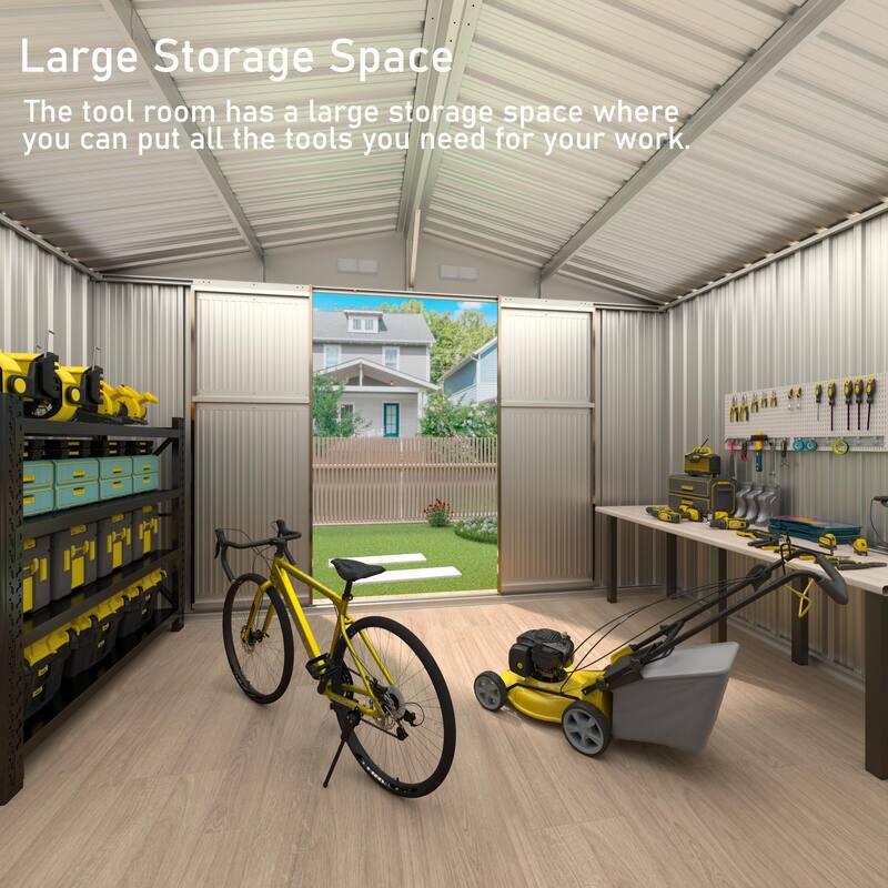 Outdoor Permanent Metal Storage Sheds for Gardening Tools, Patio Sheds Warehouse Vault