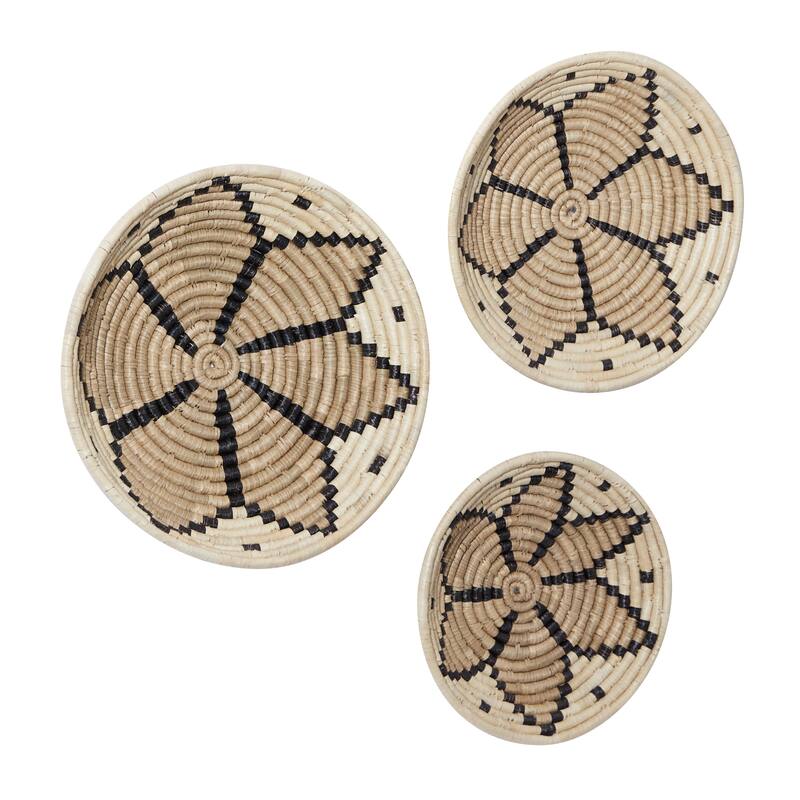 Seagrass Plate Handmade Basket Home Wall Decor - Set of 3 Brown - Roche River Decor