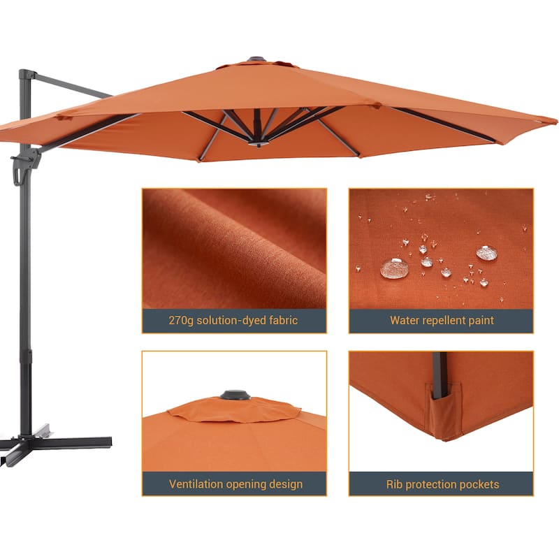 LIVOOSUN 11Ft Cantilever Patio Umbrella,Offset Hanging Umbrella