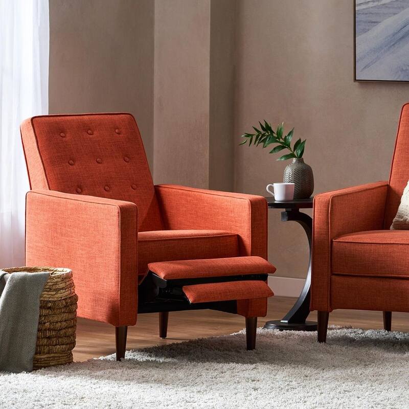 Mid-Century Modern Fabric Recliner Chair with Birch Legs by Christopher Knight Home