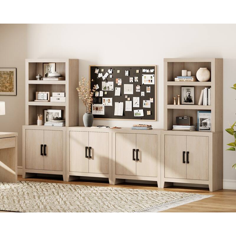 WAMPAT Entertainment Center with Bookshelves, Farmhouse TV Stand for Living Room, Bedroom - n/a