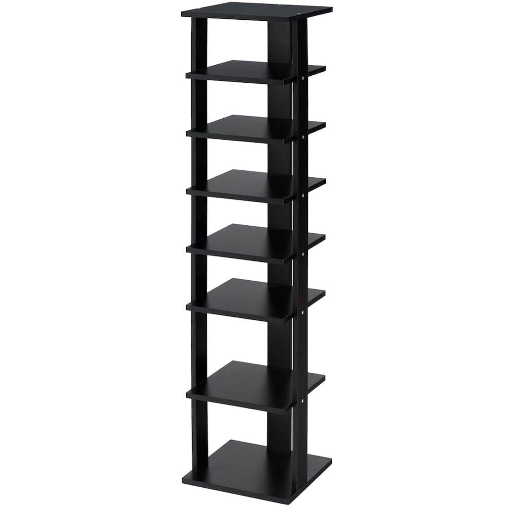 7-Tier Wooden Shoe Rack with Detachable Shelf and Water-Resistant Surface for Home Use - 11" x 10.5" x 43.5" (L x W x H)