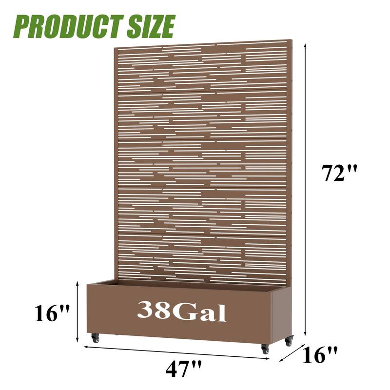 Raised Garden Bed Planter with Trellis Movable Planter Box with Lockable Wheels