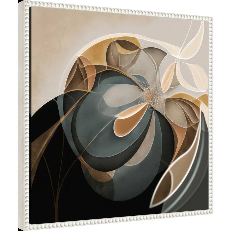 Fractal Elegance by Bella Eve Framed Canvas Wall Art Print - Sylvie Beaded White