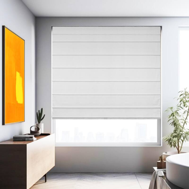 CHICOLOGY Cordless Roman Shades, Privacy Window Blinds for Home - 39"W X 64"H - White (Cotton)