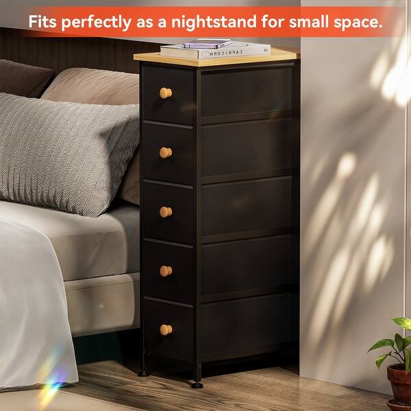 5 Narrow Drawers Dresser for Bedroom, Bathroom, Vanity, Black, Wood Top - Bed Bath & Beyond - 39914280 5 Narrow Drawers Dresser for Bedroom, Bathroom, Vanity, Black, Wood Top - Bed Bath & Beyond - 39914280