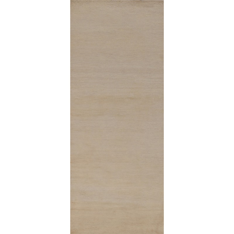 Hand Knotted Oriental 100% Wool Carpet Modern Solid Beige & Ivories Gabbeh Runner Rug - 8' 2'' X 2' 7''