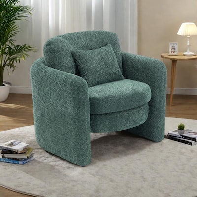 Chenille Round Corner Accent Chairs with Ergonomic Support and Tool-Free Assembly