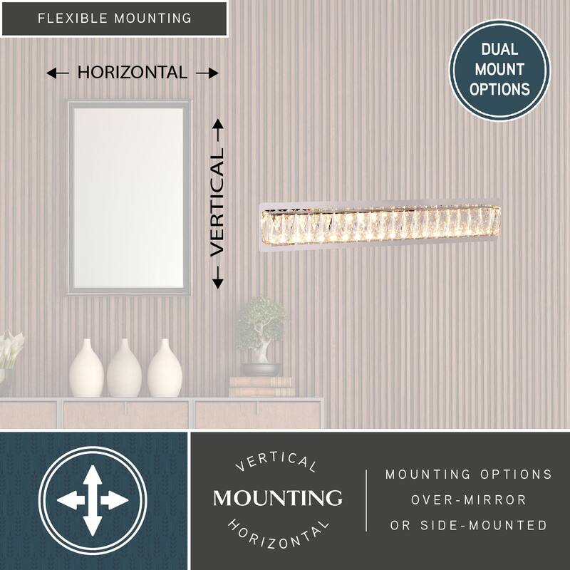Melrose 26 in. Integrated LED Chrome Crystal Bath Bar Vanity Light - 26-in W x 4.75-in H x 3-in D