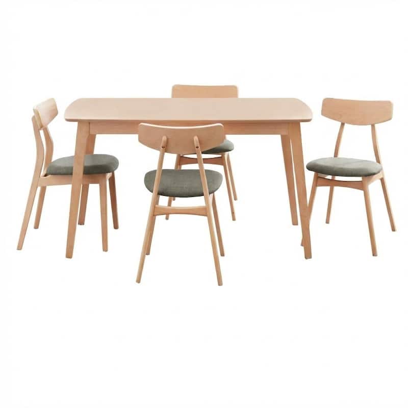 Simple Living Solid Beechwood Cadiz 5-piece Dining Set - Light Grey/Beech