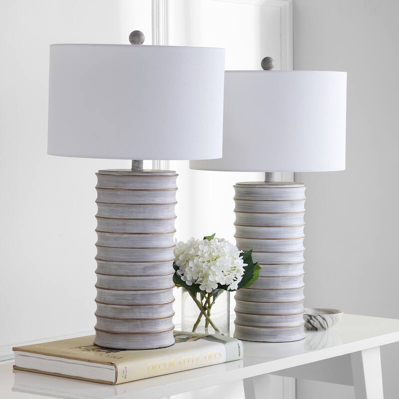 SAFAVIEH Lighting Melina Grey LED Table Lamps (Set of 2) - 16"W x 16"D x 29"H