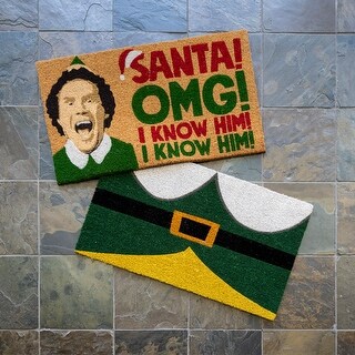 Licensed Paramount Elf Buddy Welcome Holiday Indoor/ Outdoor Coir Door Mat, 2 Pack