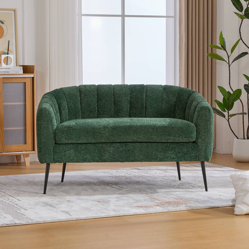 50.1" W Loveseat Sofa,Mid-Century Modern Chenille Sofa with Metal Legs