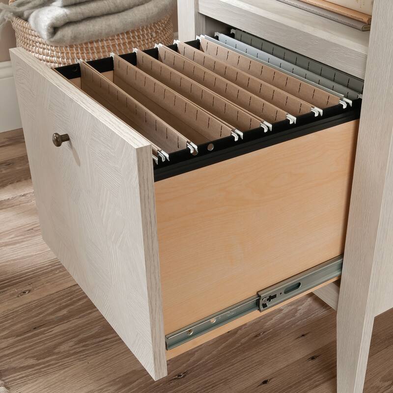 White Compact Home Office Desk with Storage Drawer and Pull-Out Writing Surface