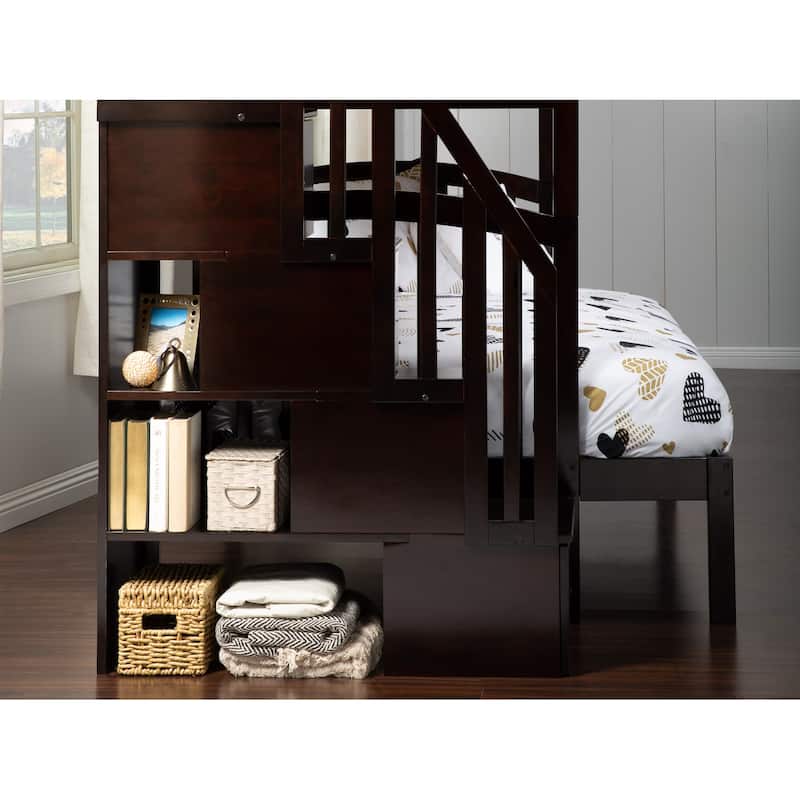 Westbrook Staircase Bunk Twin over Full with Twin Trundle in Espresso