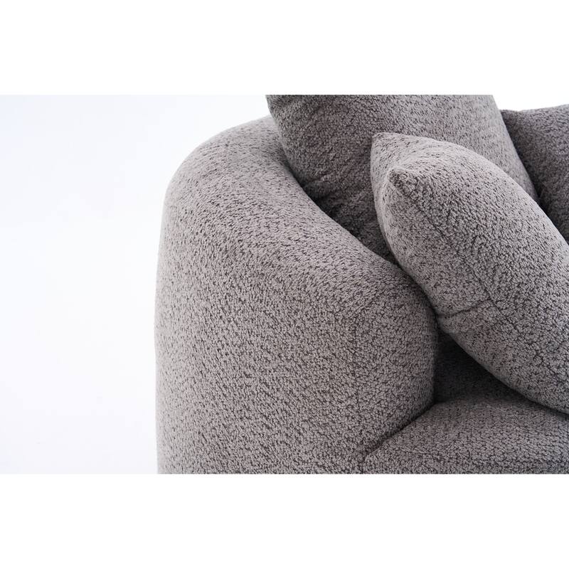 Oversized Swivel Round Barrel Chair, Ergonomic Single Sofa Chair, Upholstered Accent Chair with 3 Removable Pillows