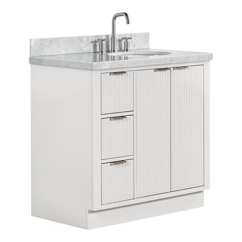 Ariel P37RCWOVO Milan 37" Free Standing Single Oval Basin Vanity Set