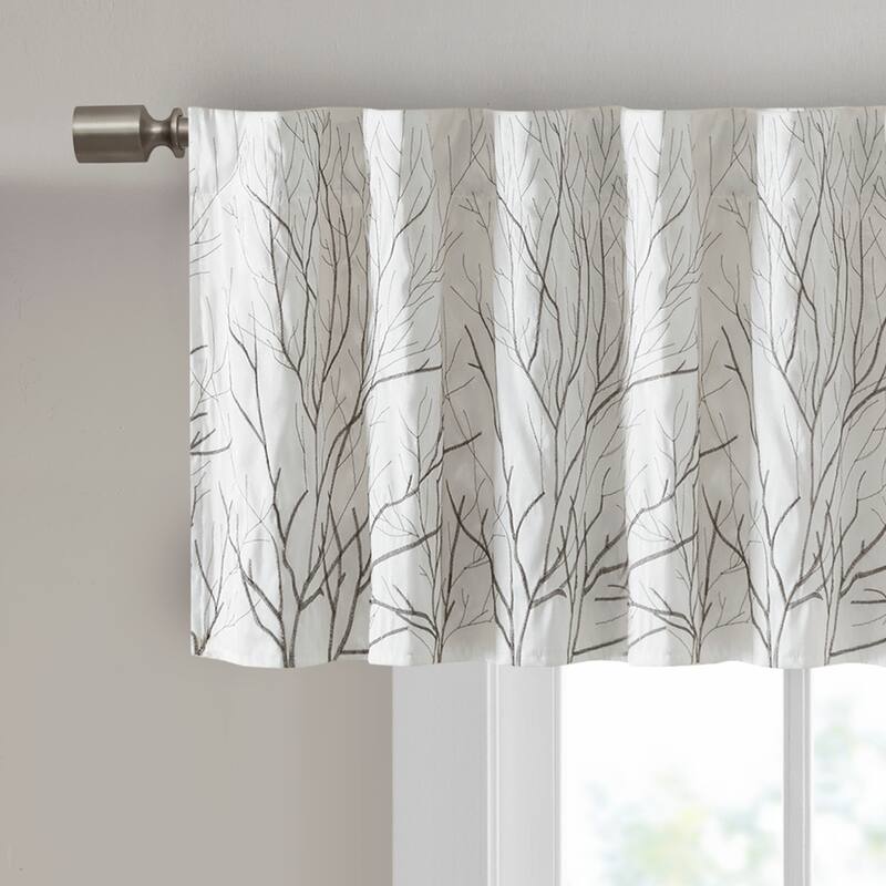 Madison Park Eliza Faux Silk Embroidered Window Valance - 50 x 18"