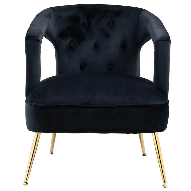 Velvet Upholstered Tufted Livng Room Leisure Chair With Golden feet