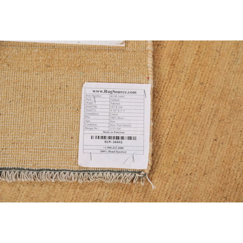 Modern Gabbeh Oriental Foyer Rug Handmade Tribal Wool Carpet - 3'5"x 4'10"