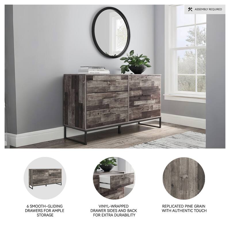 Signature Design by Ashley Neilsville Multi Gray 6 Drawer Dresser